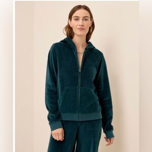 Pact 100% Organic Cotton Velour Full Zip Hooded Sweatshirt